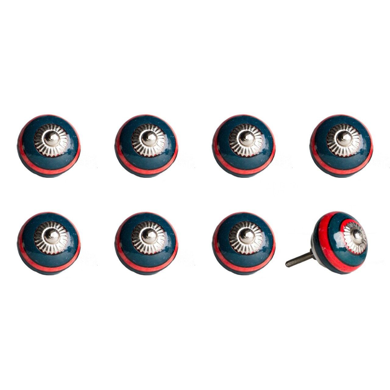 Knob-It Vintage Cabinet Drawer Knobs 8-Piece Set Colorful Hand Painted 20 Inch